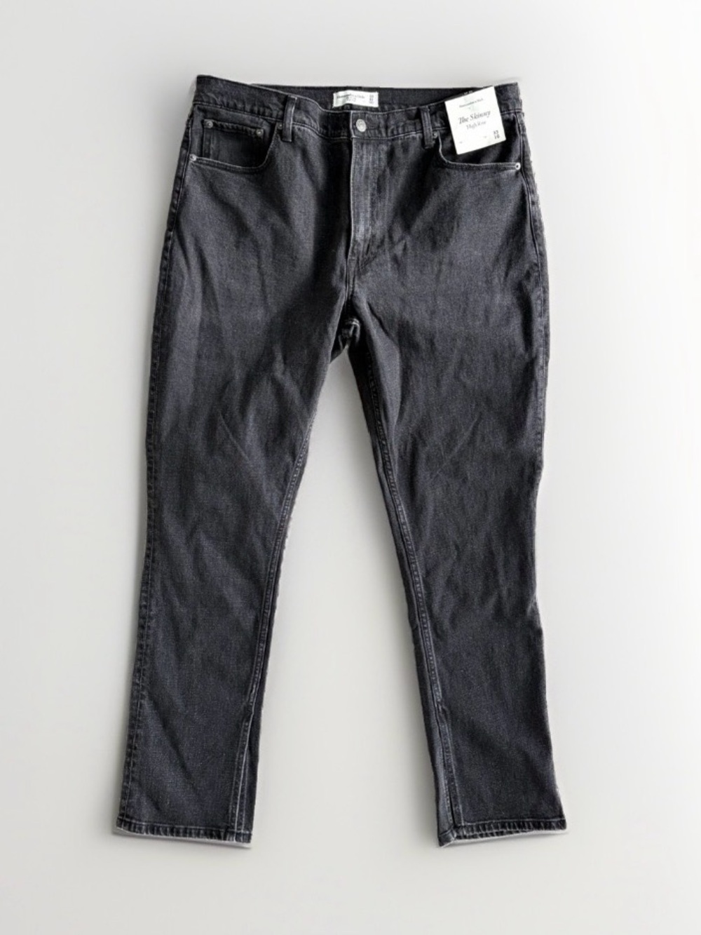 NWT Abercrombie & Fitch The Skinny High Rise Black Jeans Stretch Women's 33/16
